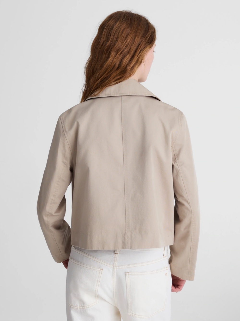 Madewell Cropped Trench Coat Beige / Coastal Dune Size Medium NWT NZ511 - Picture 7 of 14